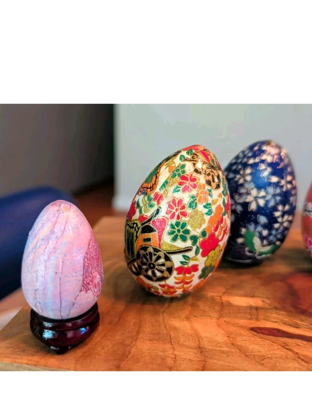 Decorative Floral Patterned Russian Egg - Assorted Pink, Blue, Red+ Small Box